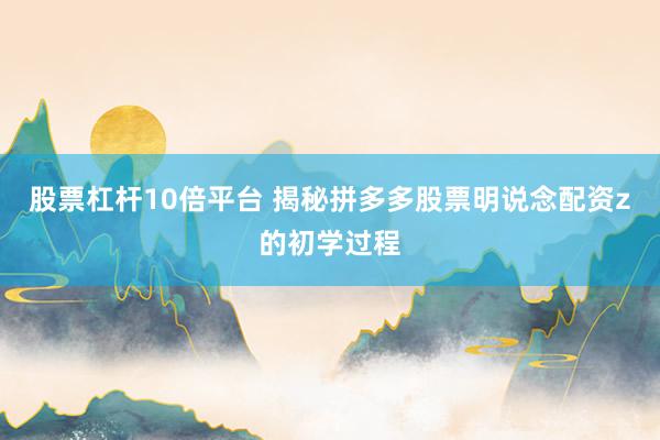 股票杠杆10倍平台 揭秘拼多多股票明说念配资z的初学过程