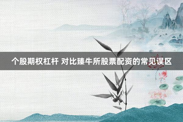 个股期权杠杆 对比臻牛所股票配资的常见误区